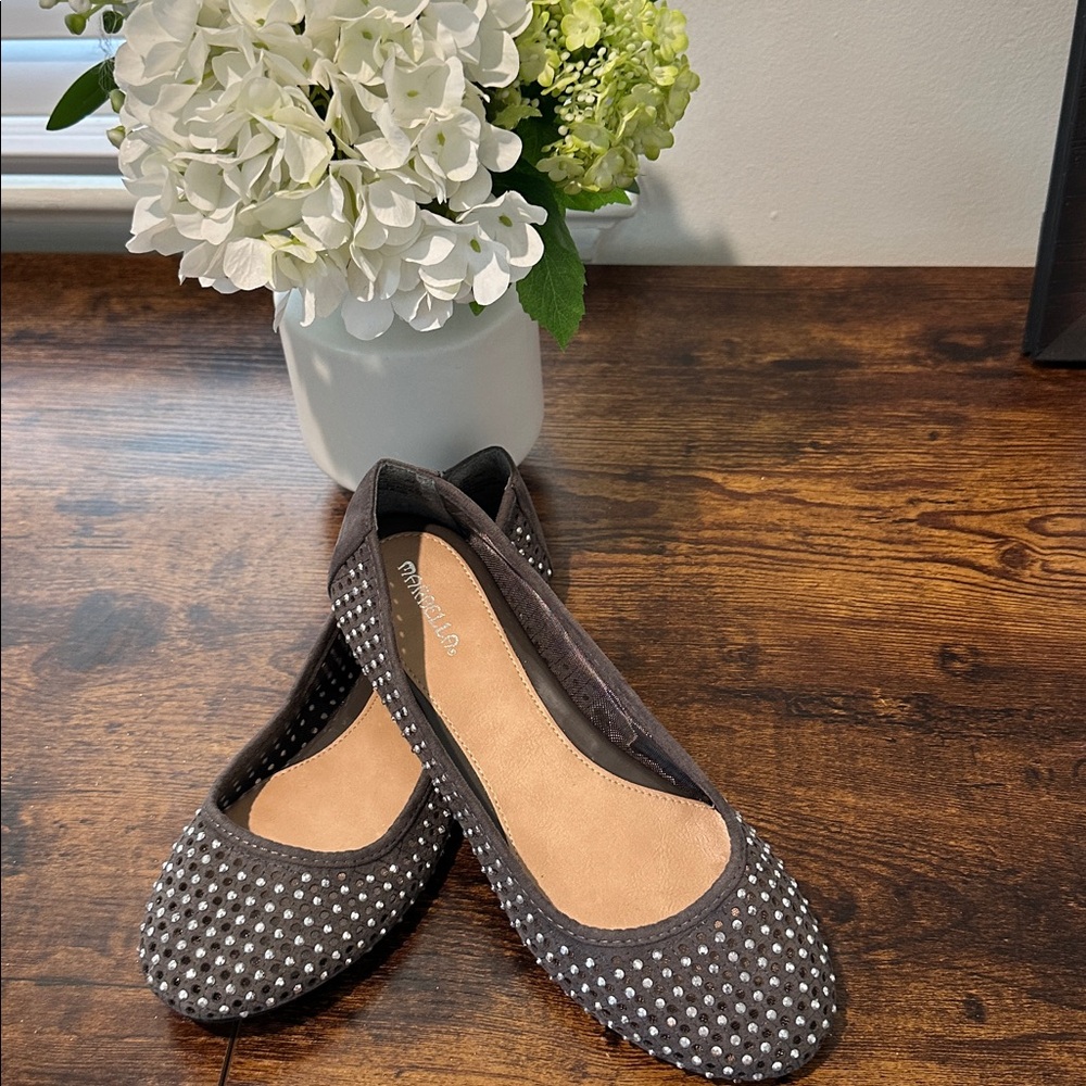 Gray Studded Flats